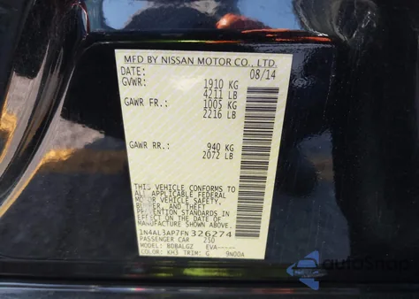 2015 Nissan Altima 2.5/2.5 S/2.5 Sl/2.5 Sv из США, поврежденный, VIN 1N4AL3AP7FN326274